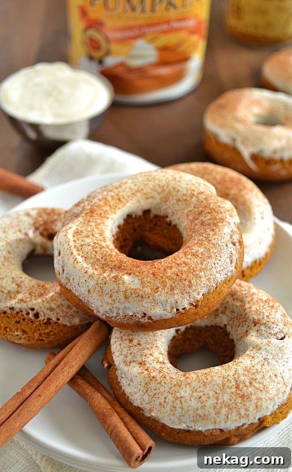 Decadent Pumpkin Spice Cheesecake Donuts 7 Artistically arranged Pumpkin Spice Cheesecake Donuts on a rustic surface.
