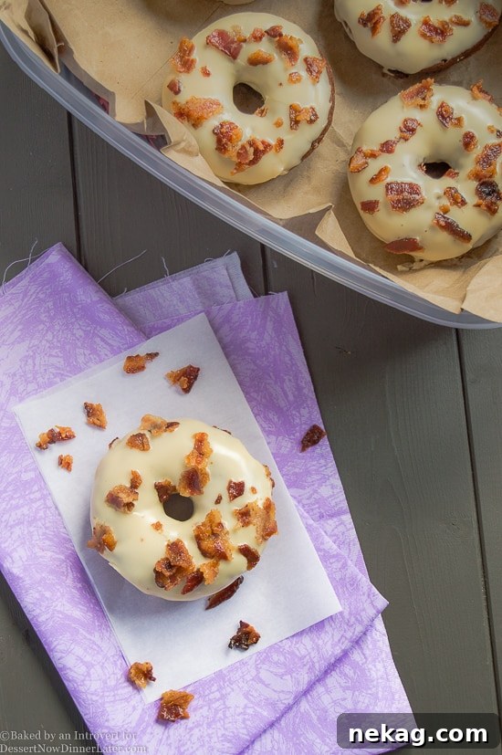 Delicious Maple Bacon Chocolate Donuts with glaze and bacon crumbles