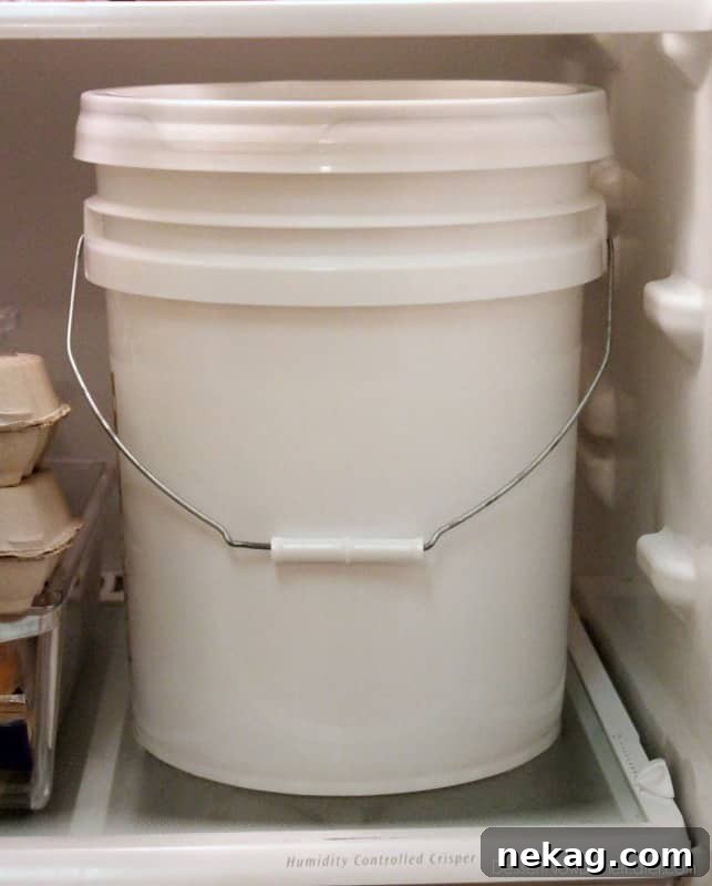 Turkey rests in cold brine for 12 to 24 hours.