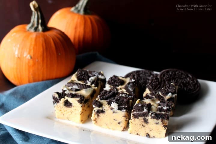 Spiced Cookie Crumble Squares 4 Pumpkin Oreo Fudge - A quick and easy fudge recipe. No candy thermometer required!
