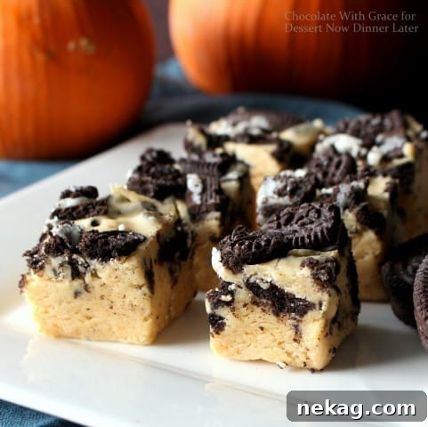 Spiced Cookie Crumble Squares 5 Pumpkin Oreo Fudge - A quick and easy fudge recipe. No candy thermometer required!