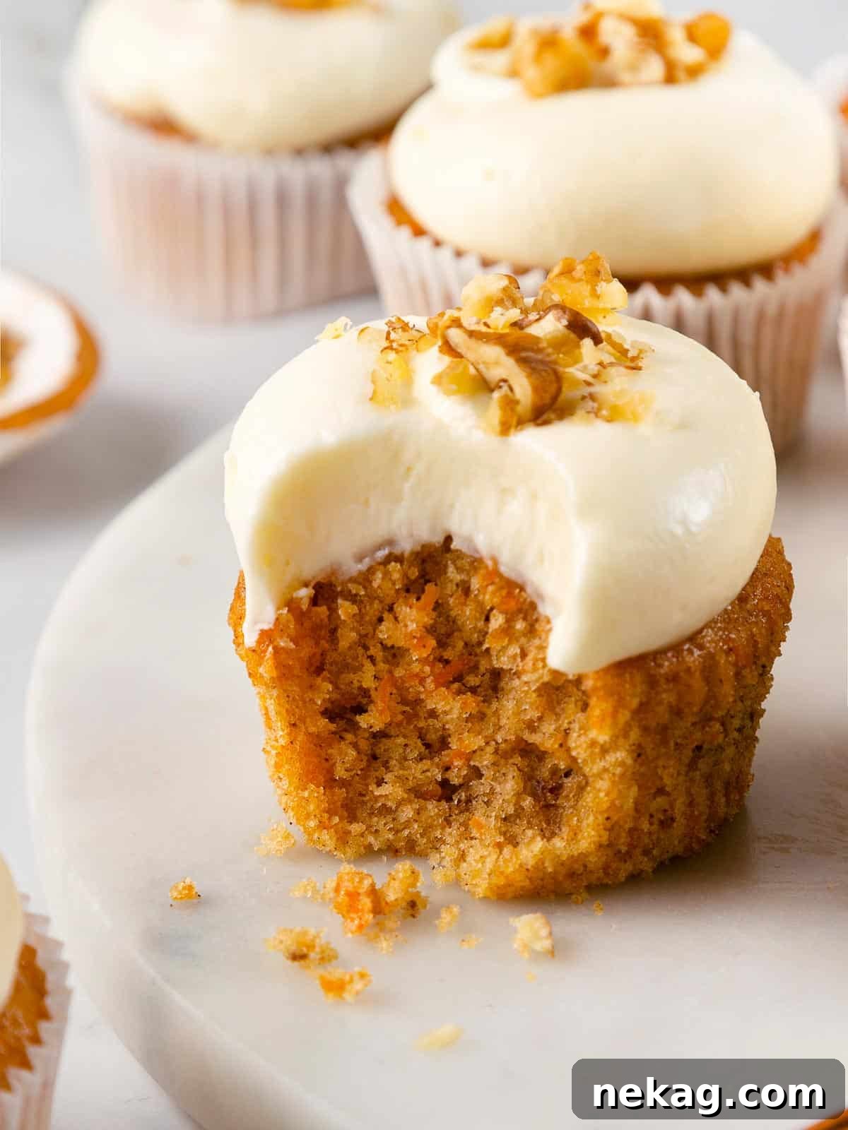 The smooth, finished texture of cream cheese buttercream frosting.