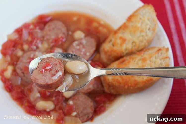 Tuscan Sausage & Bean Soup with Parmesan Toasts