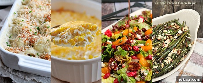 A selection of delicious vegetable side dishes, perfect for enhancing any Thanksgiving or holiday menu.