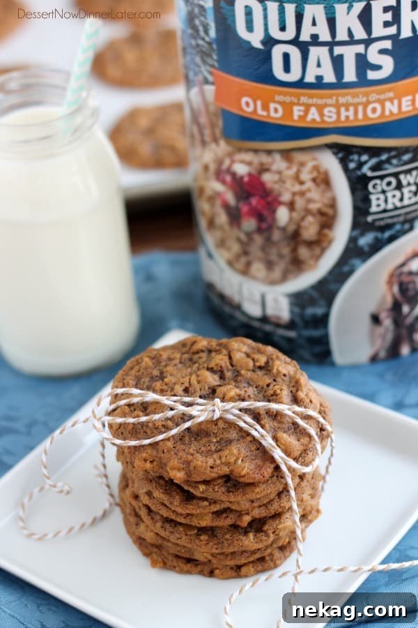 A batch of fresh Gingersnap Oatmeal Cookies cooling on a wire rack.
