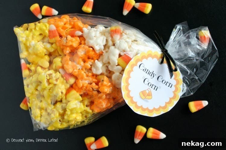 Candy Corn's Corn Identity 4 Stack of Candy Corn Popcorn in cellophane bag with tag