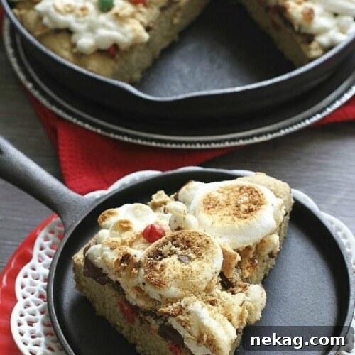 Gingerbread S'mores Cookie Pizza, ready to be served
