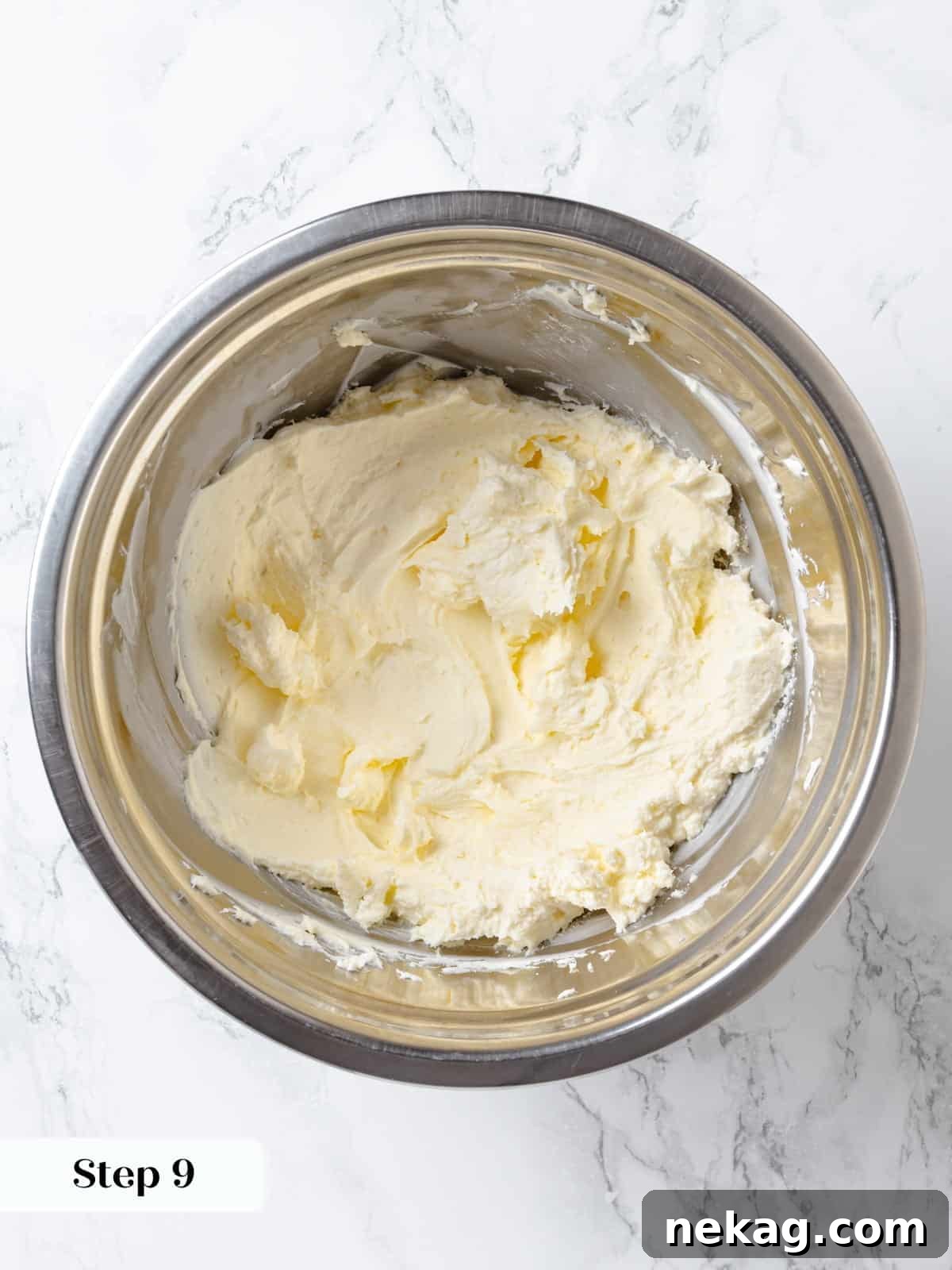 Softened butter and cream cheese at room temperature, ready to be mixed into the chocolate cream cheese frosting.
