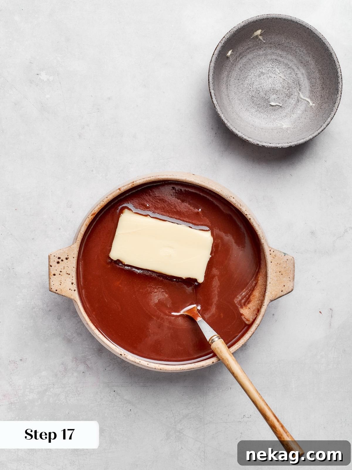 Soft butter to be whisked into warm chocolate ganache until glossy and smooth.