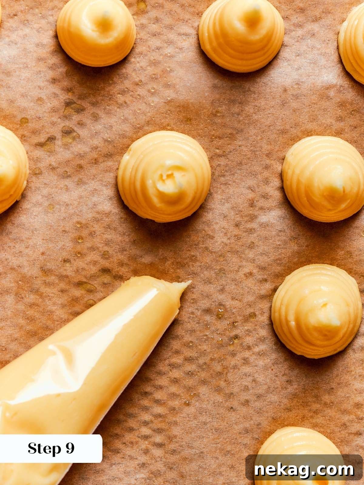 Sweet Puffs of Delight 23 piped choux pastry rounds.