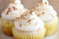 Pina Colada Cupcakes with Coconut Rum Frosting