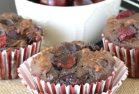 Cherry Chocolate Banana Muffins with Chunks of Dark Chocolate