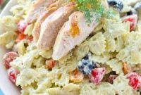 Grilled Chicken Pasta Salad with Dilled Avocado Ranch Dressing