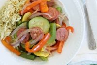 Grilled Summer Vegetables and Sausage Skewers for Backyard BBQ