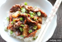 Slow Cooker Mongolian Beef with Pineapple Sauce
