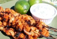 Chipotle Chicken Skewers with Creamy Cilantro Lime Dipping Sauce