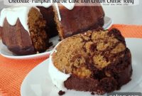 Chocolate Pumpkin Marble Cake with Cream Cheese Frosting