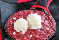 Red Velvet Pizookie Recipe — Gooey Skillet Cookie Dessert