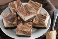 Chocolate Swirl Peanut Butter Cheesecake Bars