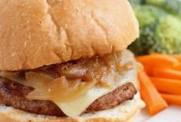 Swiss Onion Turkey Burgers with Melting Cheese and Caramelized Onions