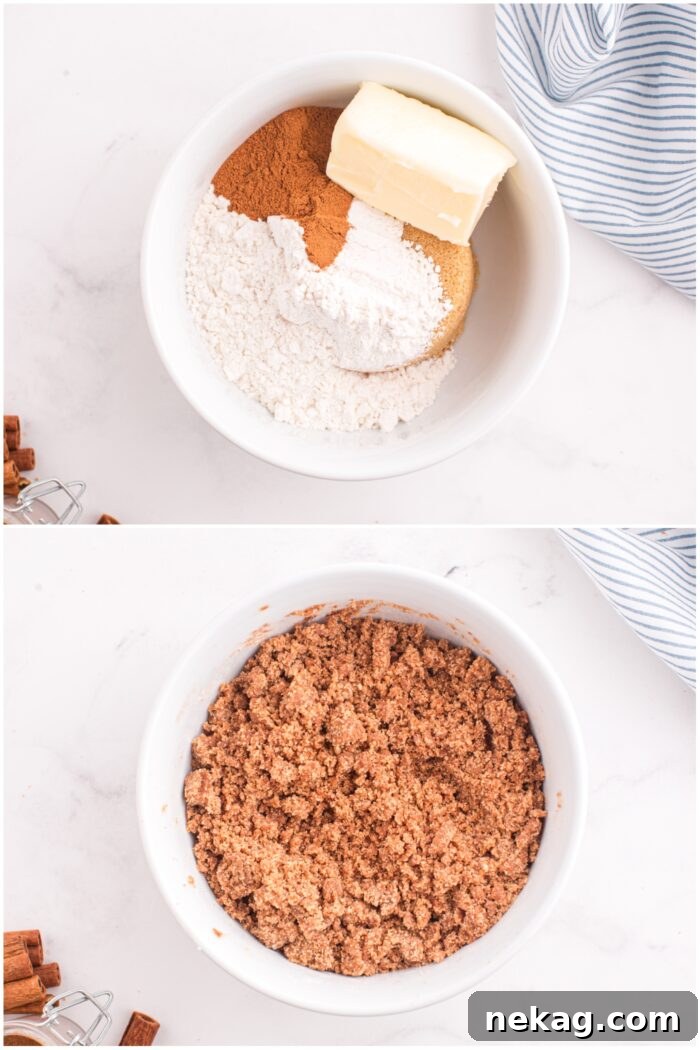 Cinnamon Coffee Cake Recipe with Step-by-Step Video 7 Steps to make cinnamon streusel for coffee cake.