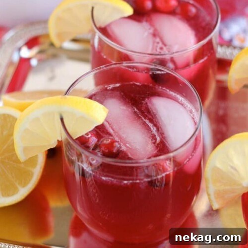 Sparkling Cranberry Punch Recipe for Parties and Holidays 6 Sparkling Cranberry Punch - the perfect beverage for a non-alcoholic party drink or mocktail with only 3 ingredients!
