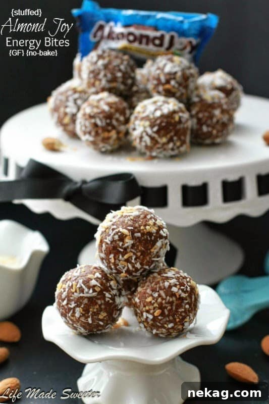 Stuffed Almond Joy Energy Bites by @LifeMadeSweeter