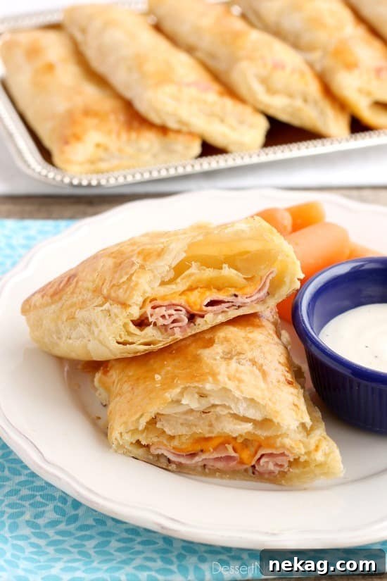 5 ingredient Ham and Cheese Pockets are easy to make for a great tasting hot lunch or dinner!