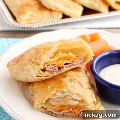 5 ingredient Ham and Cheese Pockets are easy to make for a great tasting hot lunch or dinner!
