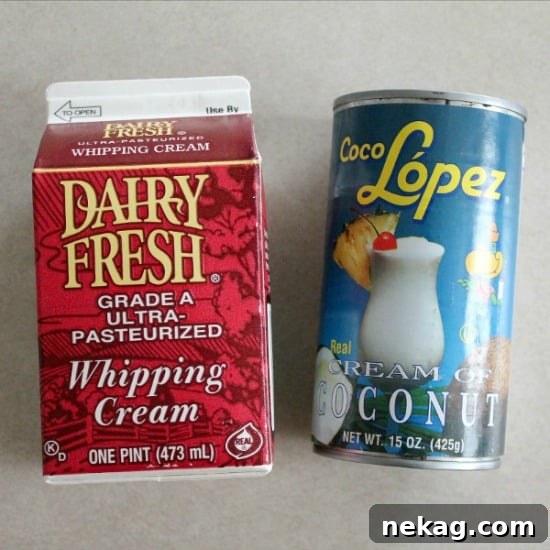 No Churn Coconut Ice Cream - only 2 ingredients to make this creamy, smooth coconut ice cream without a machine!