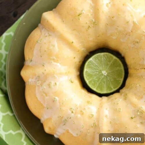 This Lime Bundt Cake is easy to whip up and tastes like pound cake with a tangy lime glaze on top!