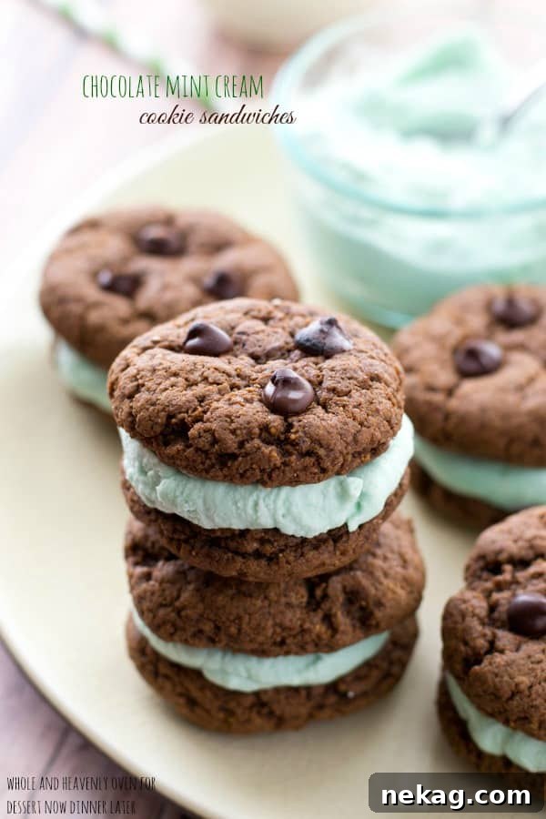 Chocolate Mint Cream Cookie Sandwiches Recipe & Baking Tips 2 These festive cookie sandwiches are so simple to prepare, yet they're so much fun to eat! A fresh minty coconut cream sandwiched between two double-chocolate cookies is a match made in heaven.