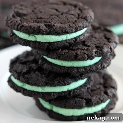 Homemade Mint Oreo Cookies Recipe for Perfectly Minty Treats 5 These Homemade Mint Oreos have a simple mint buttercream sandwiched between crisp, yet tender, dark chocolate cookies!