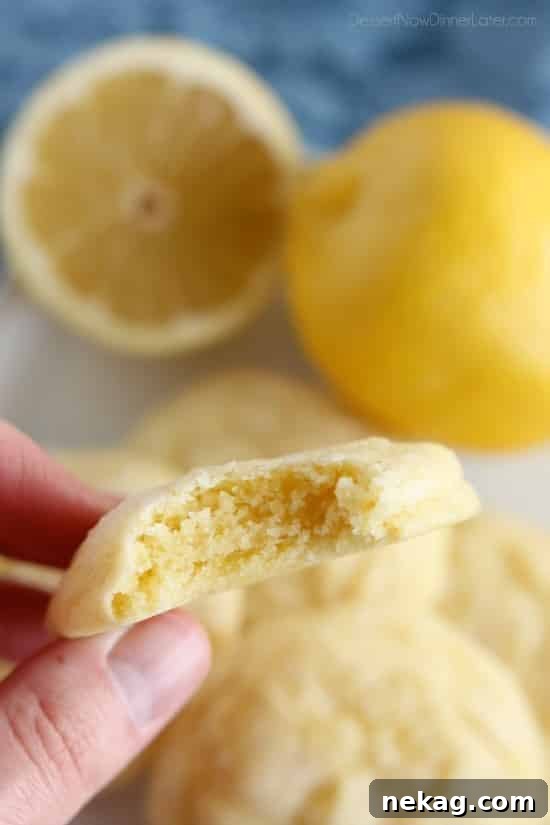 Soft-Baked Lemon Cookies Recipe with Video Tutorial 4 These lemon cookies are soft baked and have plenty of lemon zest, lemon juice, and lemon extract throughout for a delicious lemon treat!