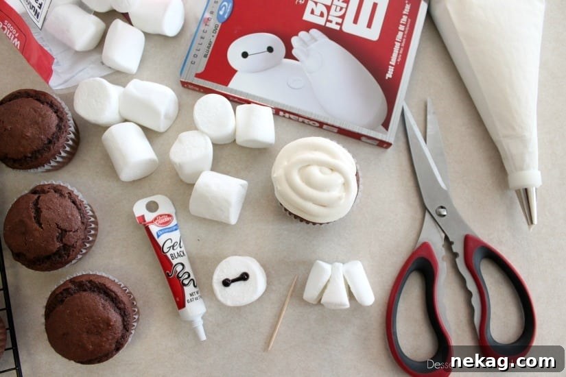 Baymax Cupcakes: Big Hero 6-Themed Treats for Parties 11 Baymax Cupcake Tutorial {Big Hero 6}