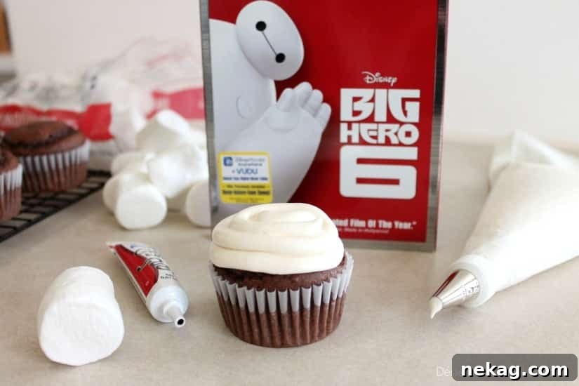 Baymax Cupcakes: Big Hero 6-Themed Treats for Parties 8 Baymax Cupcake Tutorial {Big Hero 6}
