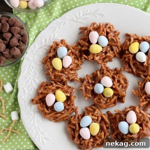 Peanut Butter Chocolate Nests are so quick to whip up, for a chewy, chocolatey, Easter treat!