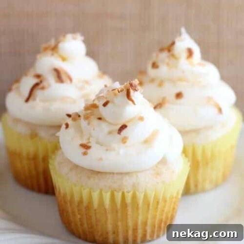 These Pina Colada Cupcakes have crushed pineapple in the cake, and coconut & rum extracts in the frosting, for a frozen drink inspired tropical dessert!