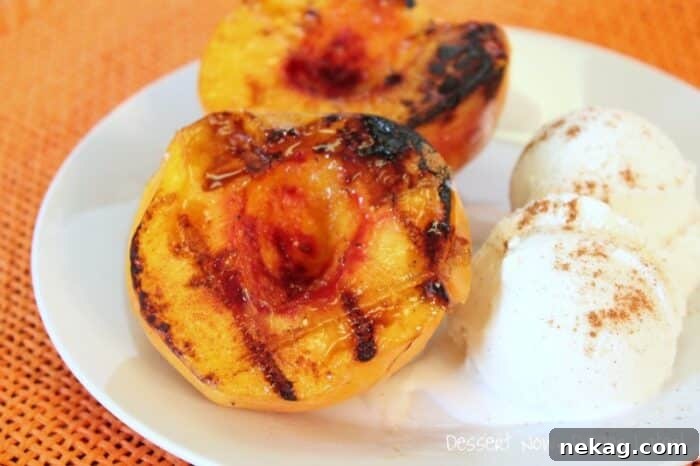 Honey-Cinnamon Grilled Peaches with Balsamic Glaze 3 Grilled peaches with honey and cinnamon