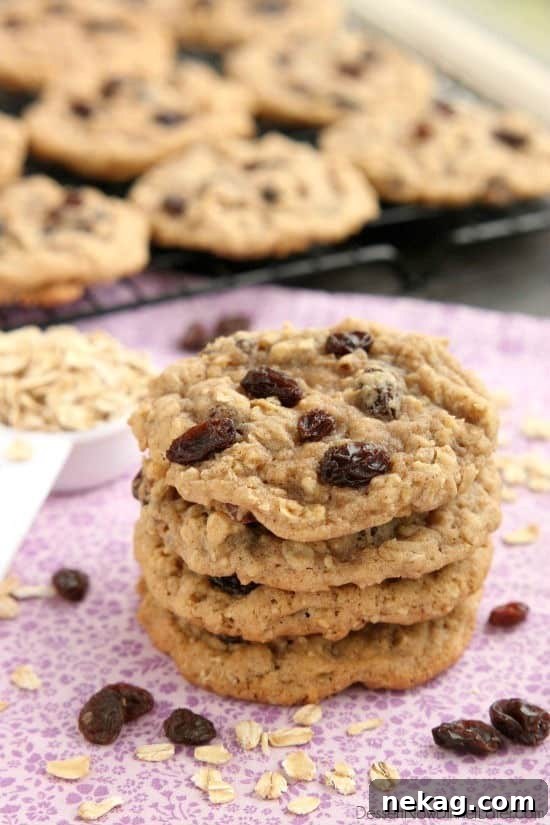 These classic Chewy Oatmeal Raisin Cookies are bursting with vanilla and cinnamon, full of plump raisins and hearty rolled oats, and are perfectly soft and chewy to eat!