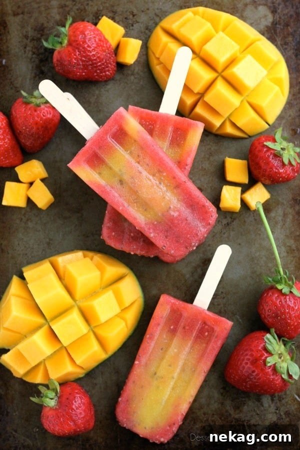 Strawberry Mango Chia Popsicles Recipe for Refreshing Summer Treats 2 Beat the summer heat with these Strawberry Mango Chia Popsicles! Fresh fruit, chia seeds, and coconut water is all you need to whip up these hydrating pops.