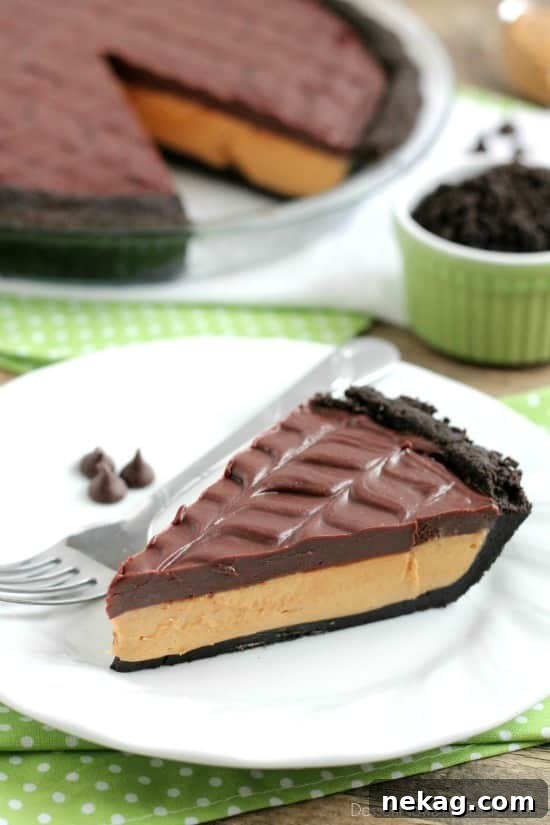 No-Bake Peanut Butter Pie Recipe (+10 More Peanut Butter Desserts) 8 This No-Bake Peanut Butter Pie with an oreo crust, whipped peanut butter filling, and silky chocolate ganache will have you savoring every decadent bite!