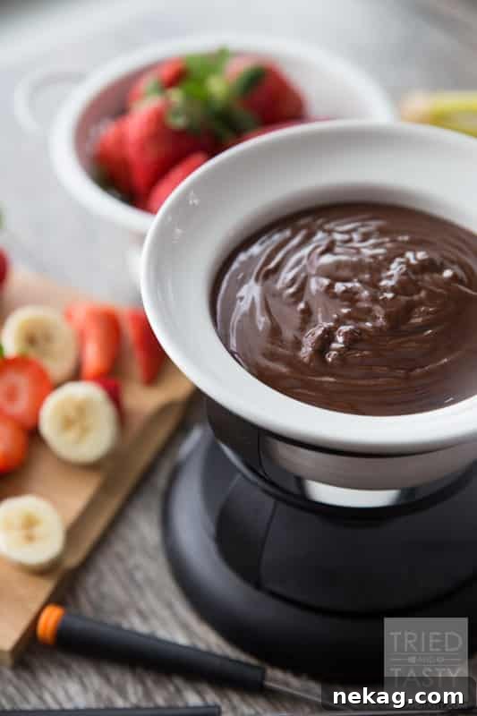 Three Ingredient Peanut Butter Fondue via Tried and Tasty