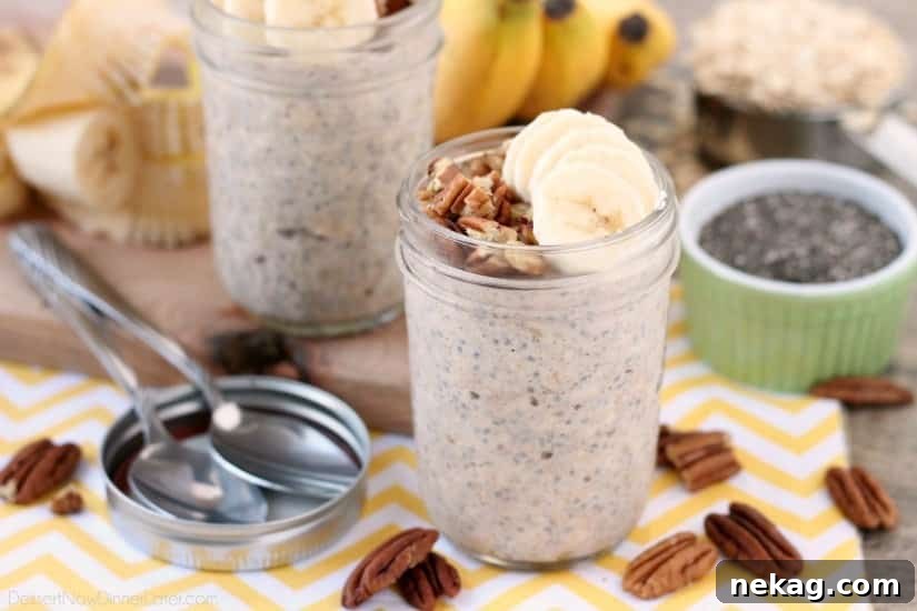 Banana Bread Overnight Oats Recipe for Quick Breakfast 4 Bananas, cinnamon, and pecans combine in these overnight oats to create a delicious banana bread inspired, protein-packed breakfast.