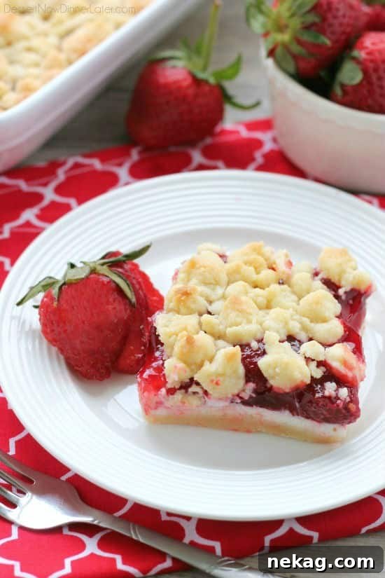 Strawberries and Cream Crumb Bars | More Strawberries & Cream Desserts 4 These strawberries and cream crumb bars are sweet and creamy with a buttery crumb crust and topping.
