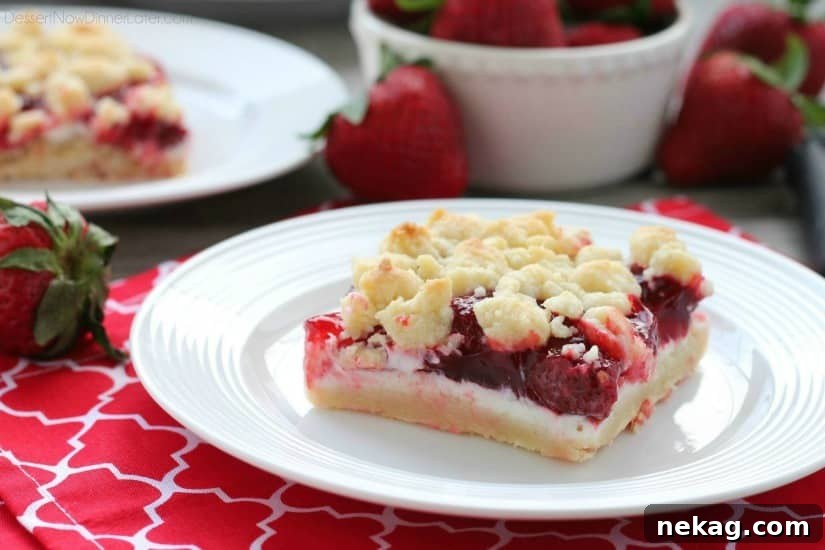 Strawberries and Cream Crumb Bars | More Strawberries & Cream Desserts 5 These strawberries and cream crumb bars are sweet and creamy with a buttery crumb crust and topping.