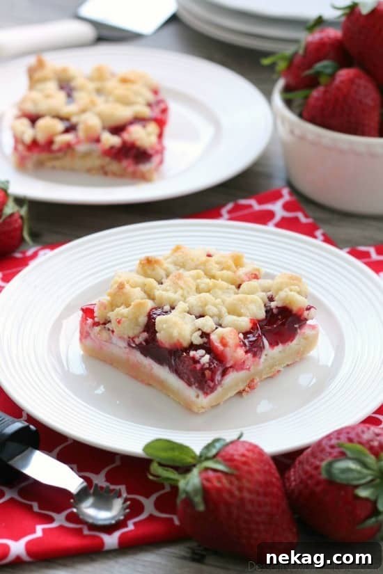 Strawberries and Cream Crumb Bars | More Strawberries & Cream Desserts 6 These strawberries and cream crumb bars are sweet and creamy with a buttery crumb crust and topping.