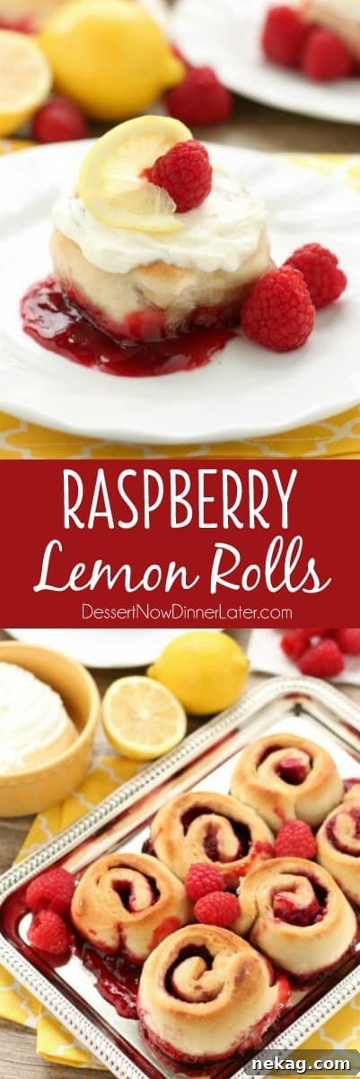 Sticky Raspberry Lemon Rolls are made easy with frozen dough and are topped with a sweet and citrusy lemon cream cheese frosting.