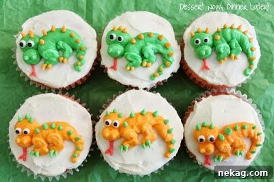 Single dragon cupcake close-up