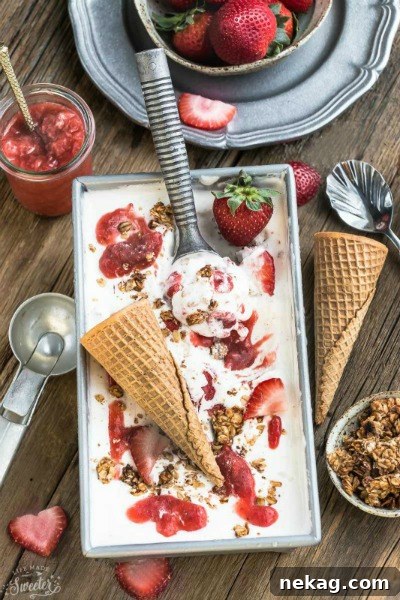 No-Churn Chocolate Chip Cookie Dough Ice Cream (Plus 10 More Recipes) 11 No Churn Strawberry Cheesecake Streusel Ice Cream // Life Made Sweeter